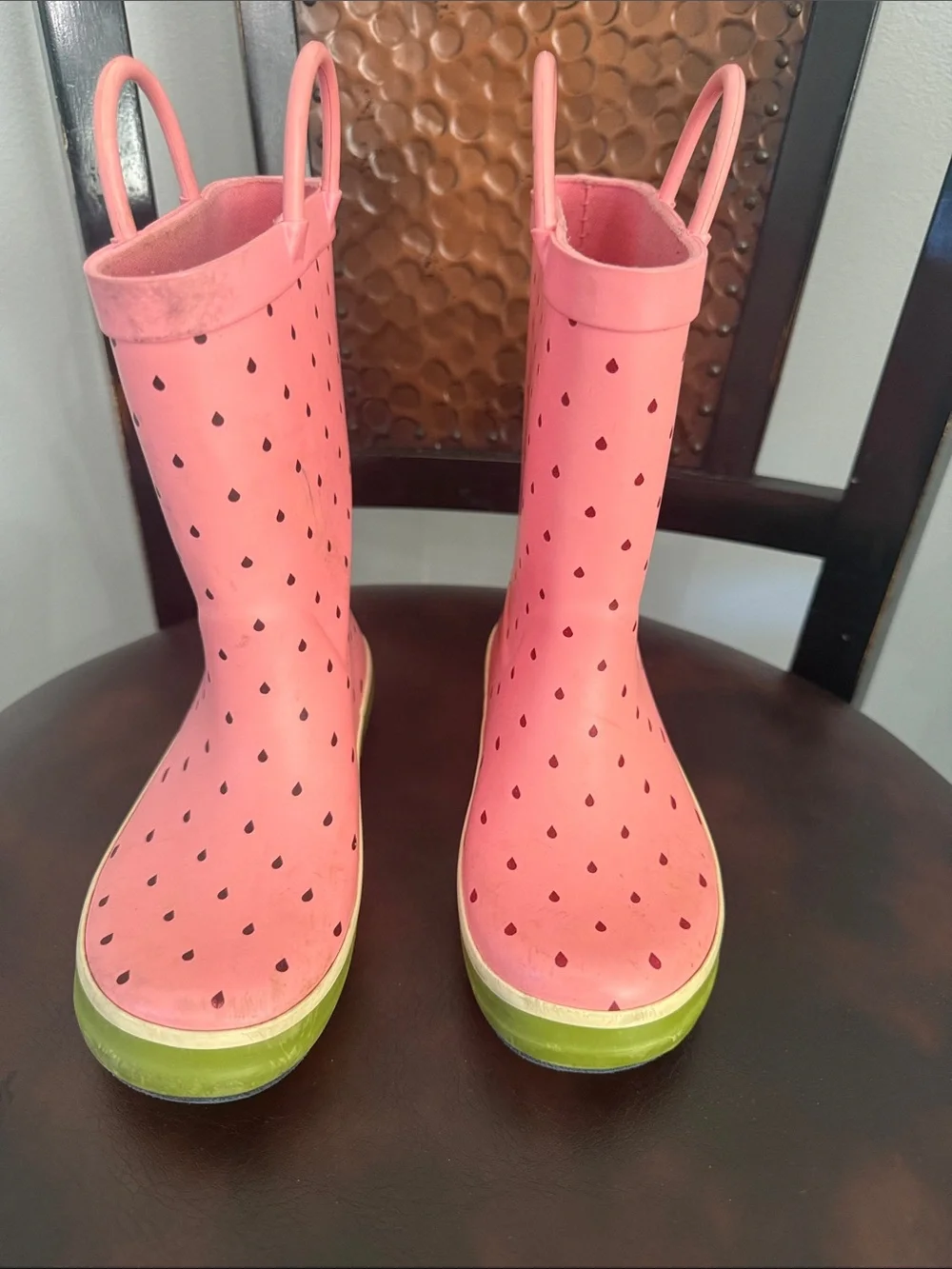 Target Pink Kids Watermelon Rain Boots with Lime Trim